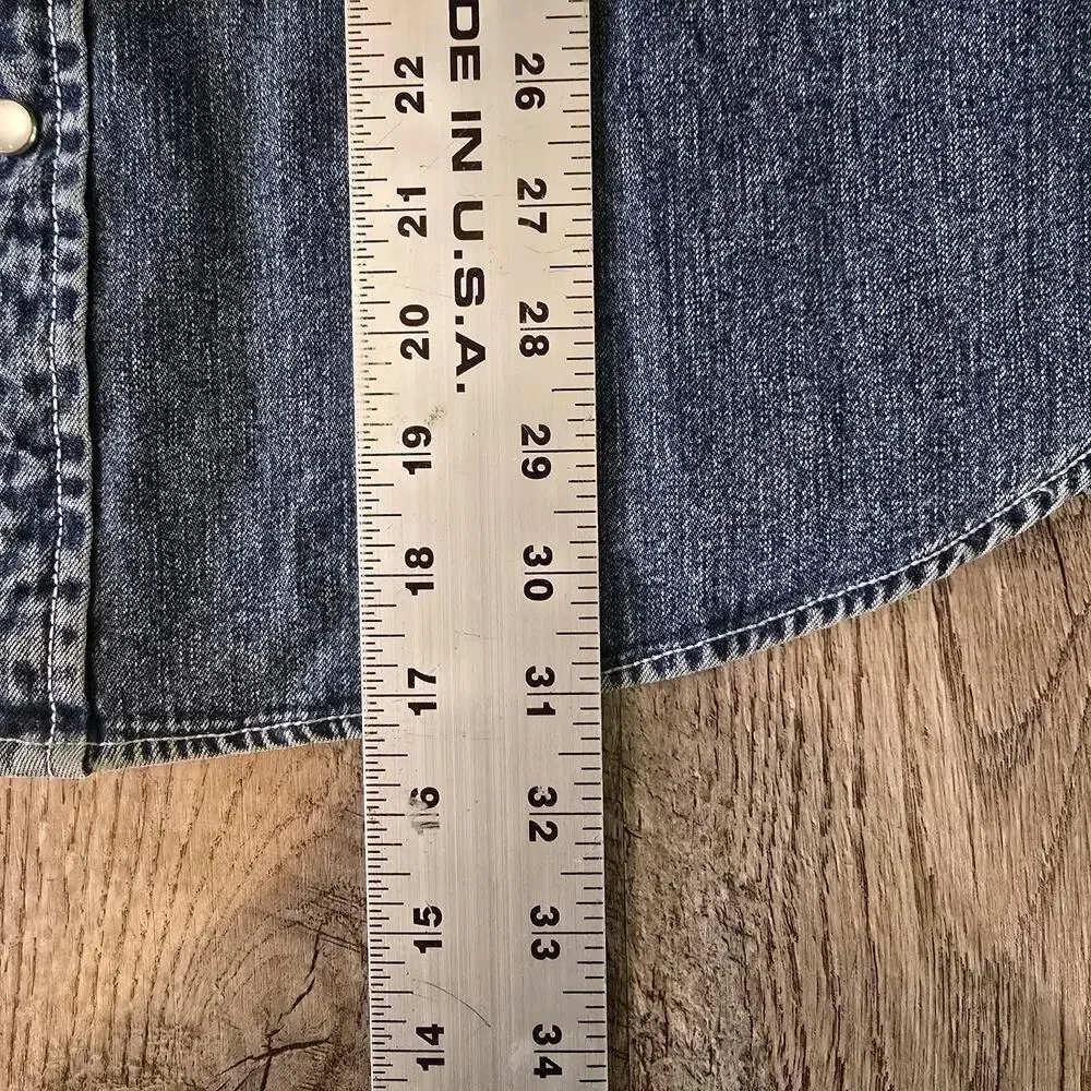 Vtg Levis Red Tab Denim Work Shirt Mens M Western Rodeo Workwear 90’s Cowboy Y2K